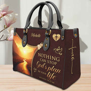 Pu Leather Blessed Mama Guided by Angels Cross Wings Bag for Mom Religious Copy