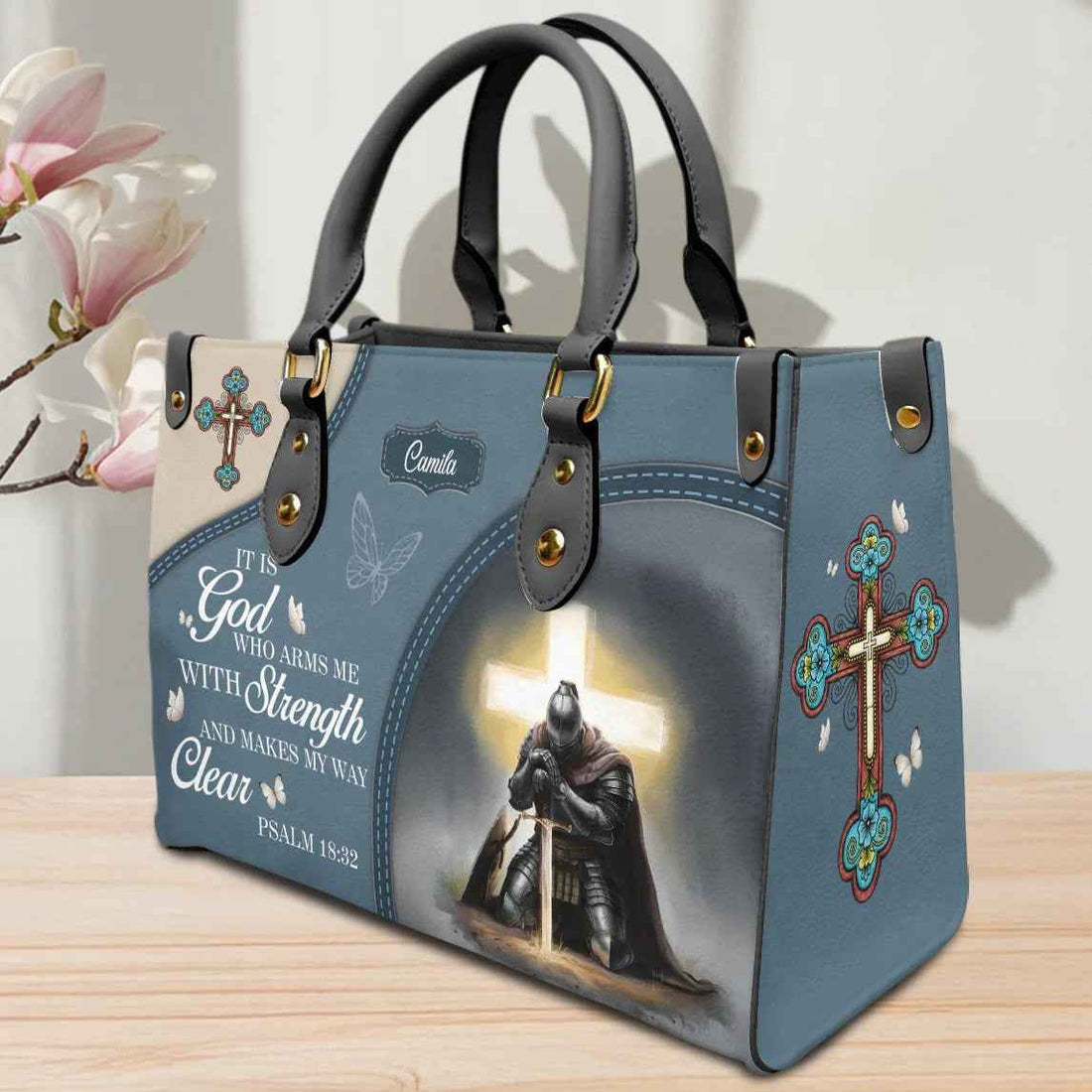 Hb104 Saved by Grace Custom Leopard Sunflower Faith Bag for Women Religious Idea Copy
