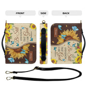 Christianart Designer Handbags, Be Still And Know That I Am God Psalm 46:10 Sunflower Butterfly, Personalized Gifts, Gifts for Women, Christmas Gift.