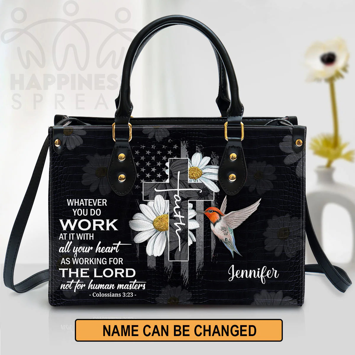 Christianart Handbag, Personalized Hand Bag, Work At It With All Your Heart, Personalized Gifts, Gifts for Women.