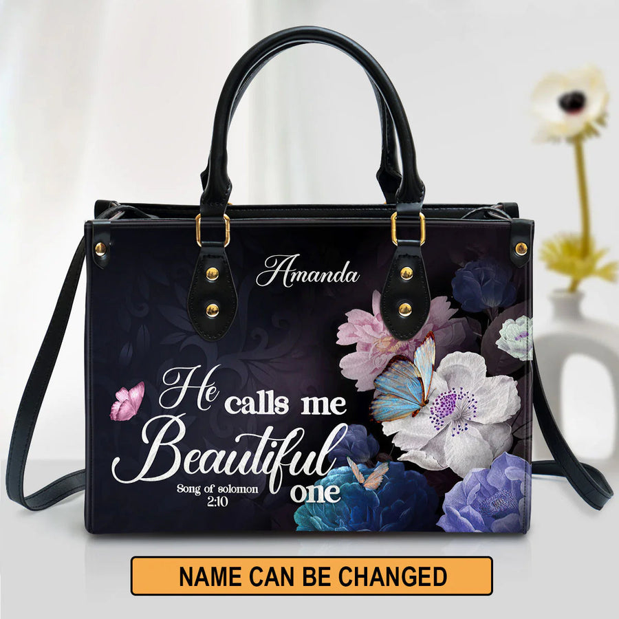 Christianart Handbag, Personalized Hand Bag, Solomon 2:10, He Calls Me Beautiful One, Personalized Gifts, Gifts for Women.