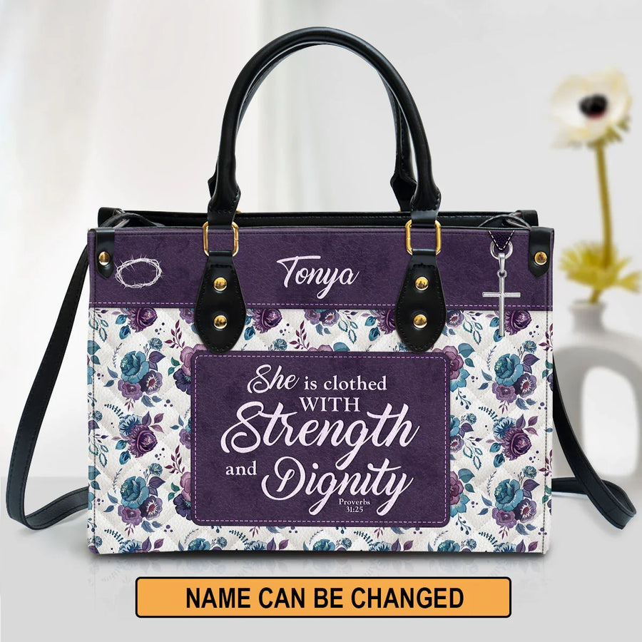 Personalized Christian Handbag - She Is Clothed With Strength and Dignity
