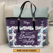 Personalized Christian Handbag - She Is Clothed With Strength and Dignity