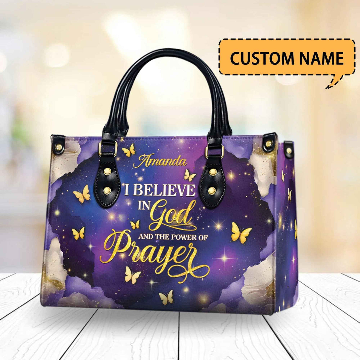 ‘I Believe in God and the Power of Prayer' - Personalized Christian Handbag