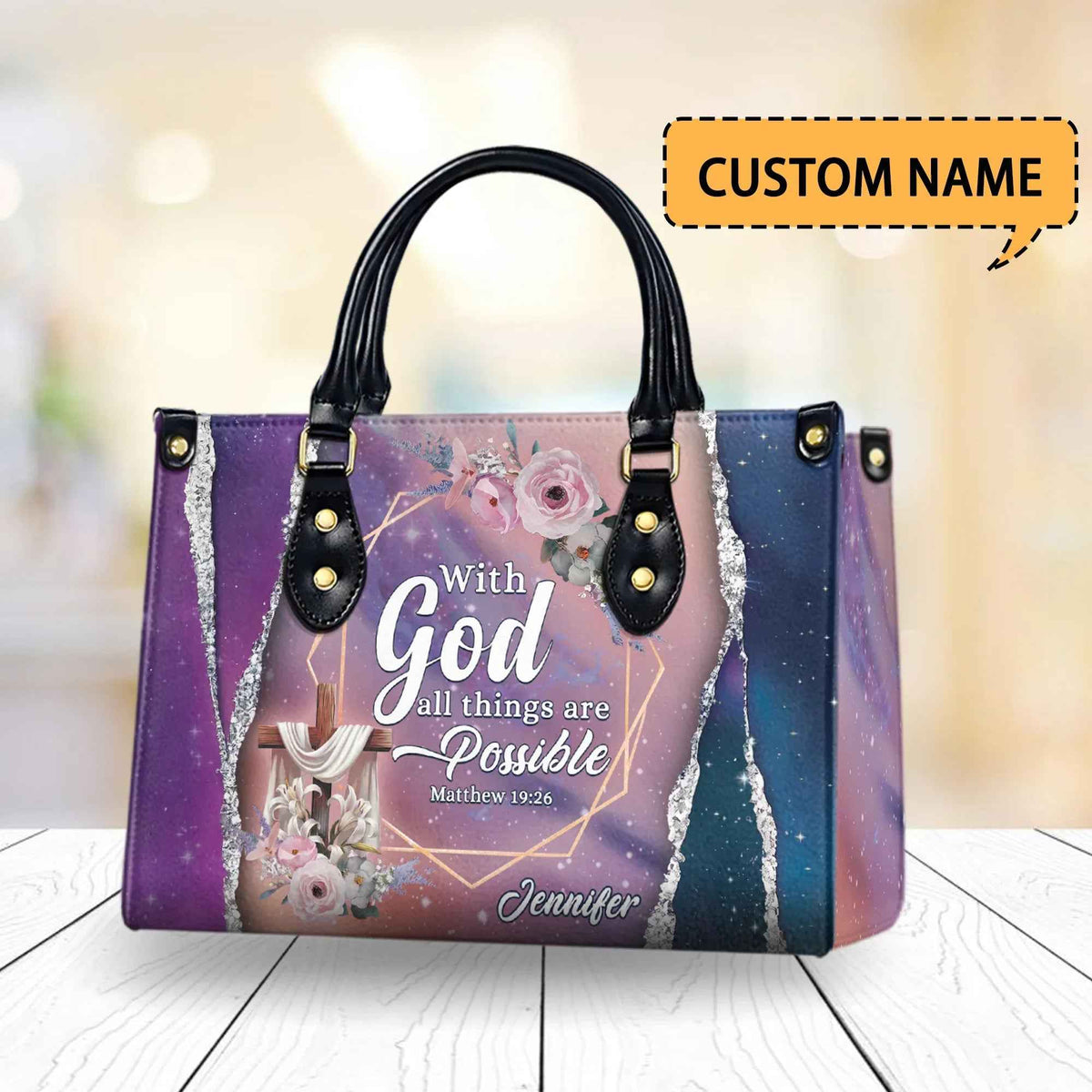 God All Things Are Possible - Personalized Christian Handbag