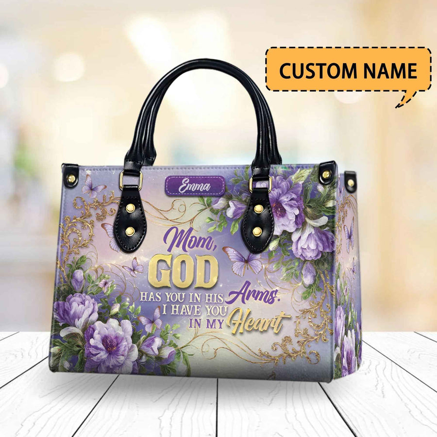 Mom, God Has You in His Arms Personalized Christian Handbag