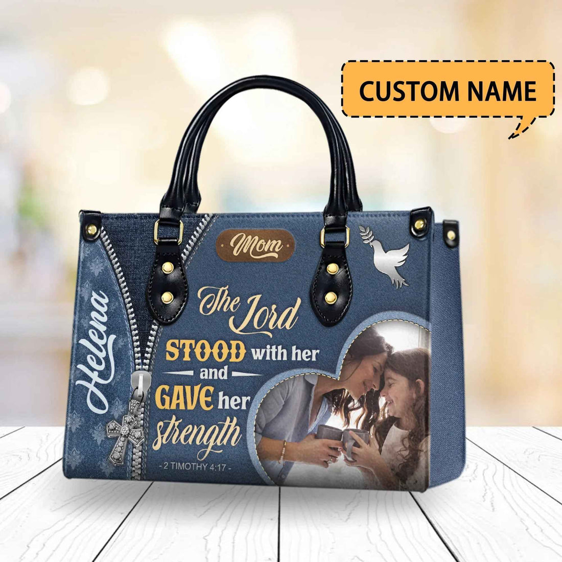 Cross for Women Custom Faith with Dove and Floral Design Religious Spiritual Bag Copy