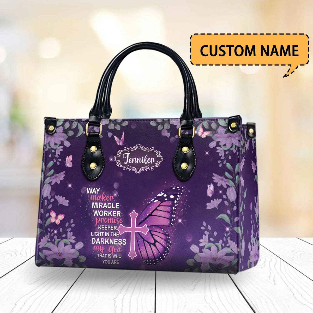 Way Maker, Miracle Worker, Promise Keeper Personalized Christian Handbag