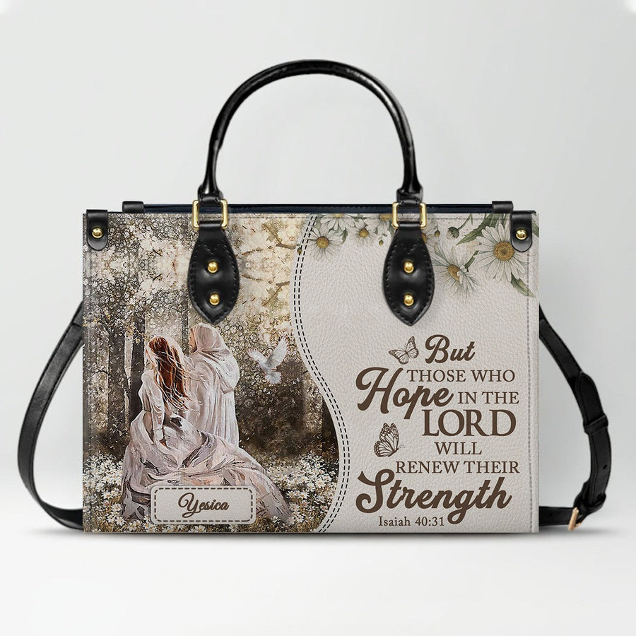 Personalized Christian Leather Handbag for Women - Custom Name & Bible Verse Tote Bag - Handcrafted Scripture Purse by CHRISTIANARTBAG
