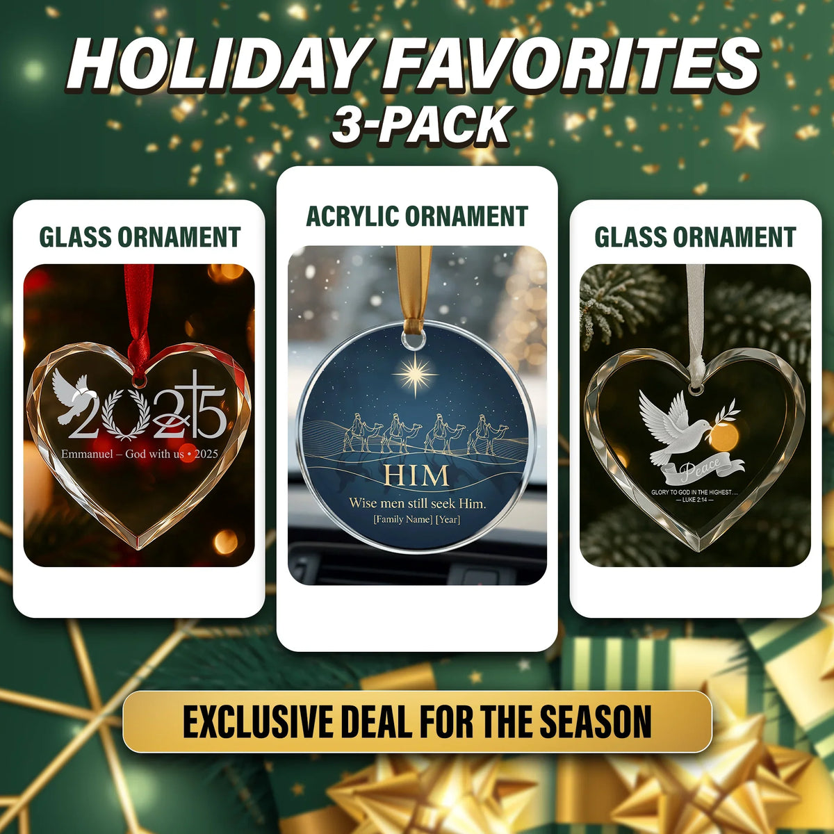 Christmas Set 3-Pack 2026 - Christmas Ornament - Faith In My Bag is a brand operated by Gemini Clothing LLC