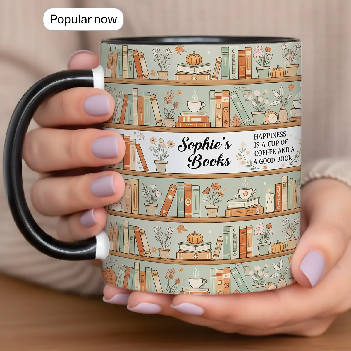 Happiness is a Cup of Coffee and a Good Book - Personalized Gift Mug - Faith In My Bag is a brand operated by Gemini Clothing LLC