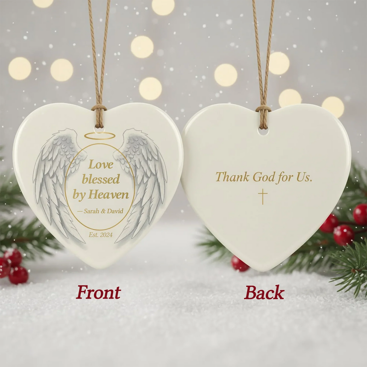 Love Blessed by Heaven - Personalized Christmas Ornament - Faith In My Bag is a brand operated by Gemini Clothing LLC