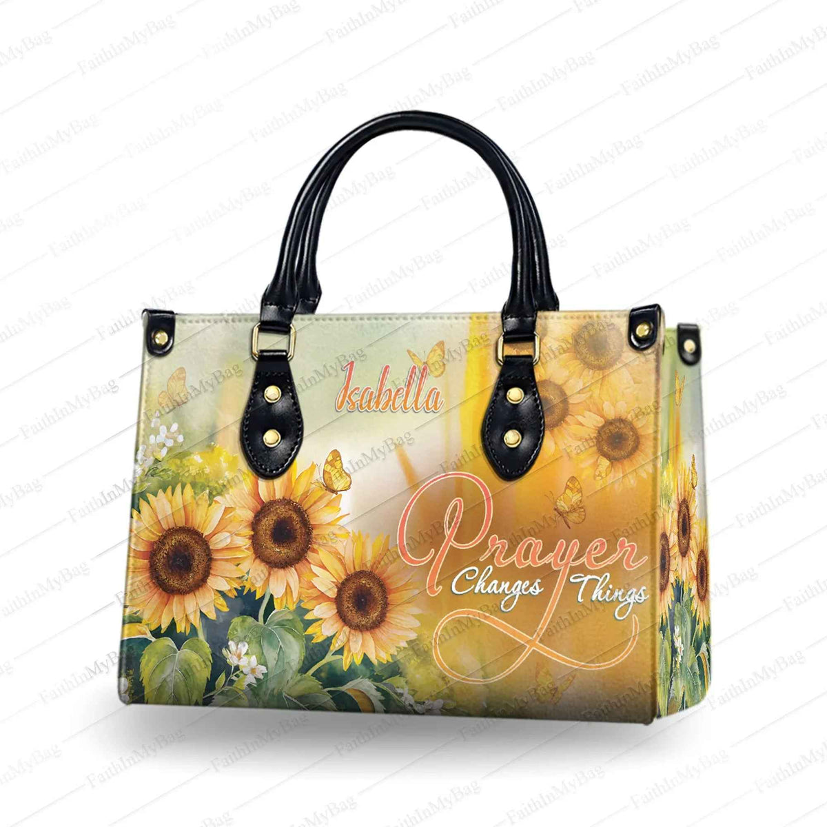Prayer Changes Things Sunflower Personalized Christian Handbag