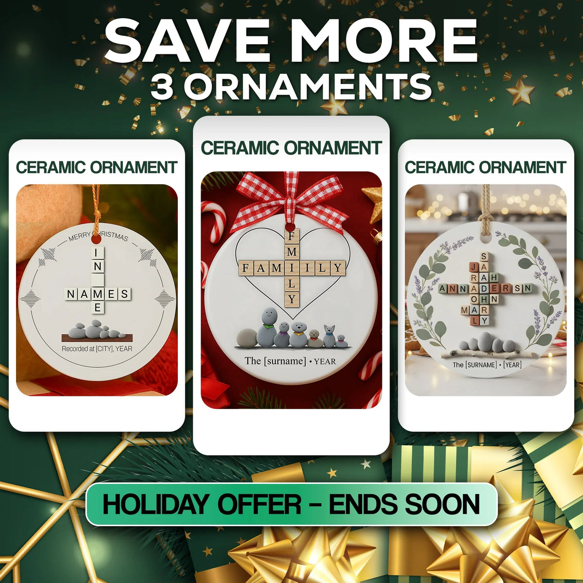 Family Christmas Set of 3 - Personalized Christmas Ornament - Faith In My Bag is a brand operated by Gemini Clothing LLC
