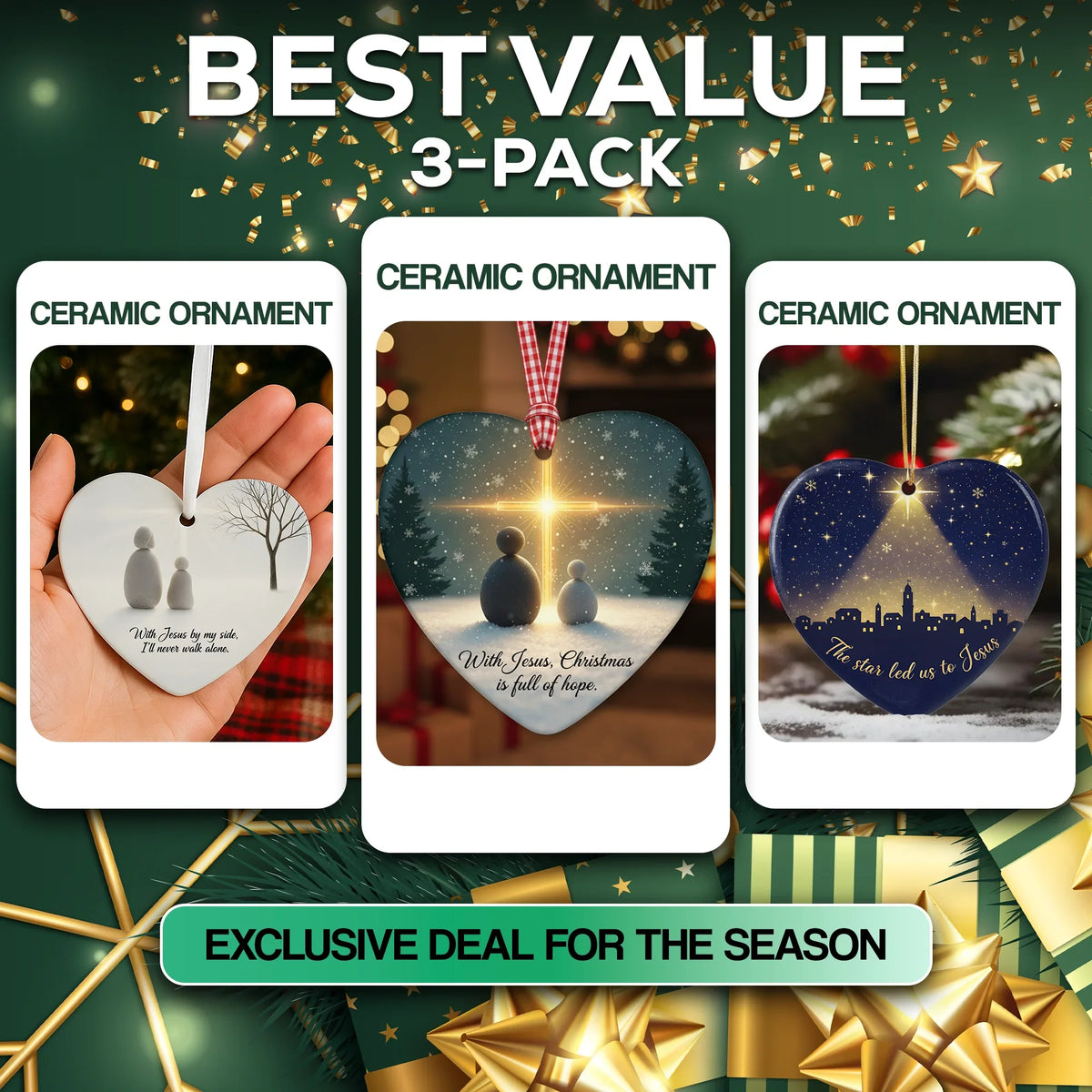 Combo Christmas 3 Pack - Christmas Ornament - Faith In My Bag is a brand operated by Gemini Clothing LLC