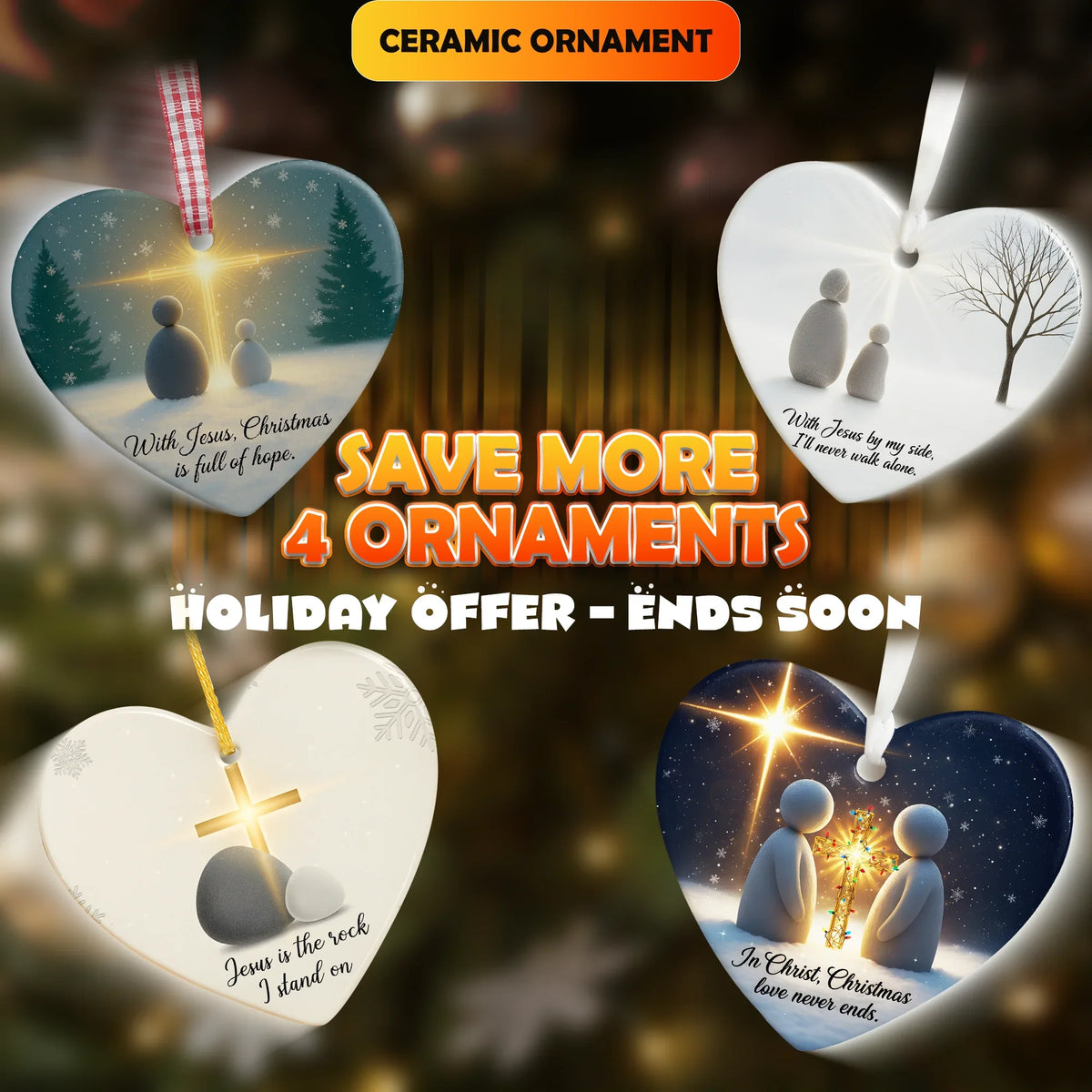 Combo 4 Jesus Set - Christmas Ornament - Faith In My Bag is a brand operated by Gemini Clothing LLC