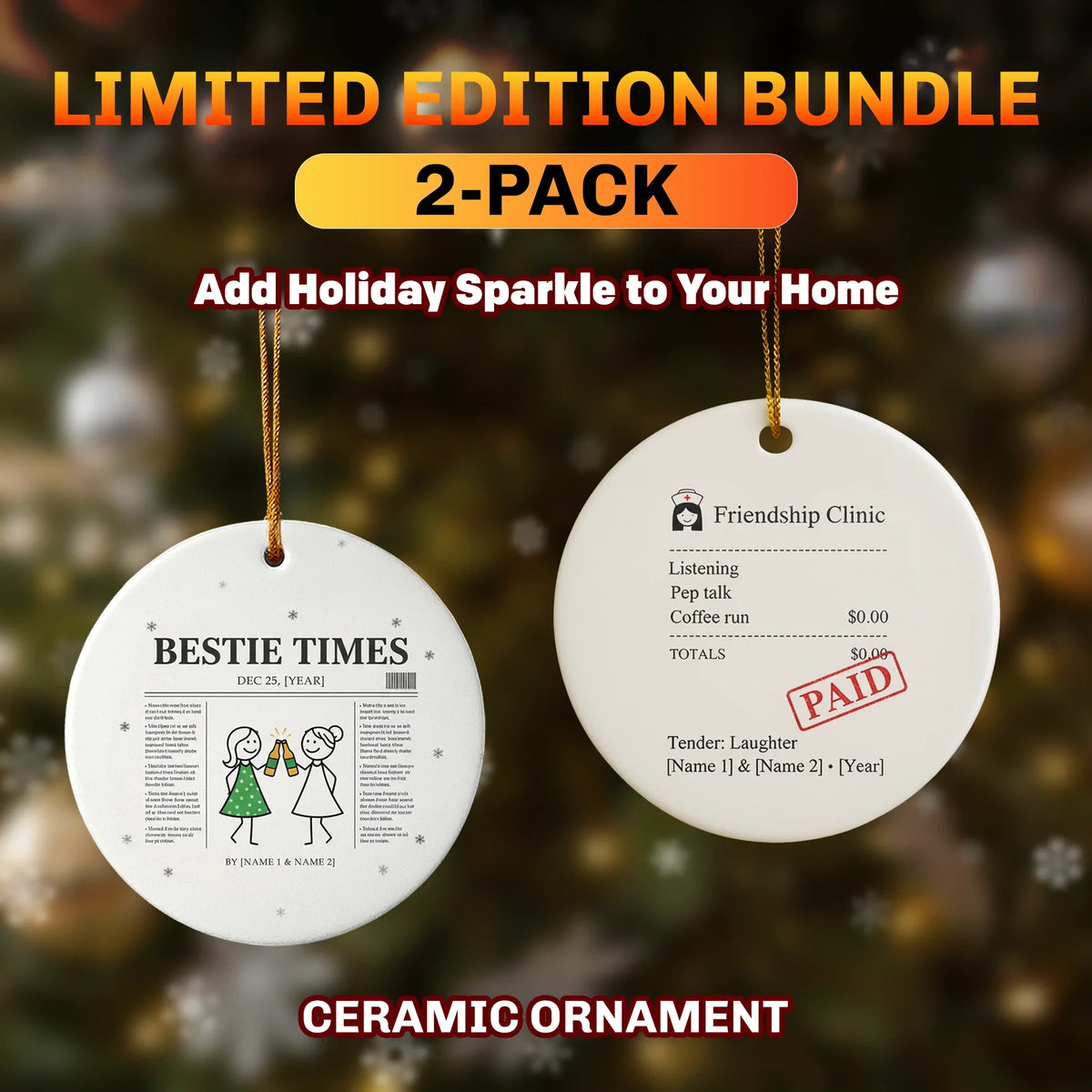 Best Seller Best Friend Set - Personalized Christmas Ornament - Faith In My Bag is a brand operated by Gemini Clothing LLC
